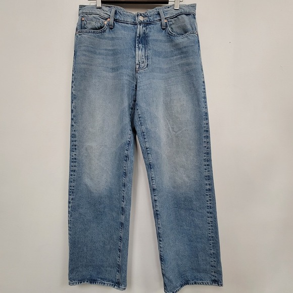 MOTHER Denim - Mother Superior Womens The Dodger Sneak Jeans Size‎ 28 Blue Denim Wide Leg Faded